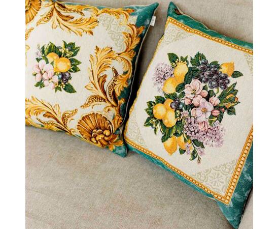 Наволочка 45х45 гобеленовая Verna Фрукти з вензелями Прованс (030030), изображение 2
