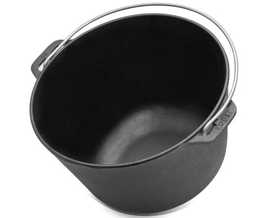 Казан туристичний чавунний з алюмінієвою кришкою 8 л Туризм Brizoll (KT08-4), Об’єм казана: 8 л, Наявність кришки: з алюмінієвою кришкою, зображення 2