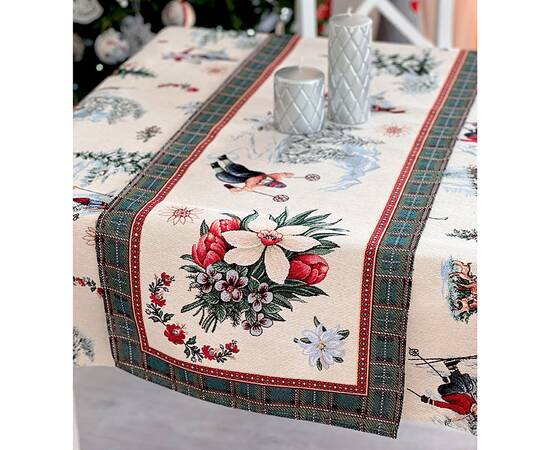 Дорожка на стол 45х140 LiMaSo (CHAMONIX-45), Тип: дорожки (раннеры), Цвет: зеленый, Форма скатерти: прямоугольная, Размер: 45x140, изображение 3