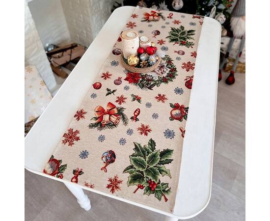 Дорожка на стол 37х100 LiMaSo (FIOCCO-37), Тип: дорожки (раннеры), Цвет: красный, Форма скатерти: прямоугольная, Размер: 37x100, изображение 3