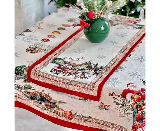 Доріжка на стіл 40х160 LiMaSo (FROSTY-40), Тип: доріжки (раннери), Основний колір: червоний, Форма скатертини: прямокутна, Розмір: 40x160, зображення 5