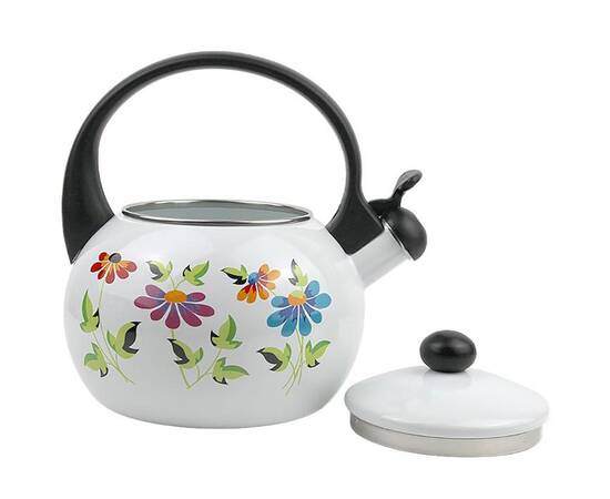 Емальований чайник із свистком 2.2 л Kamille (1030), зображення 2