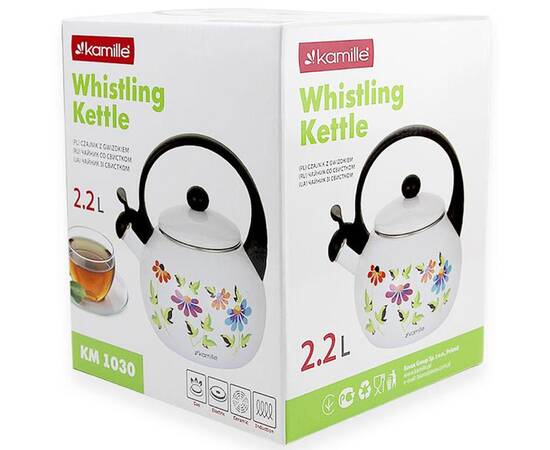 Емальований чайник із свистком 2.2 л Kamille (1030), зображення 5