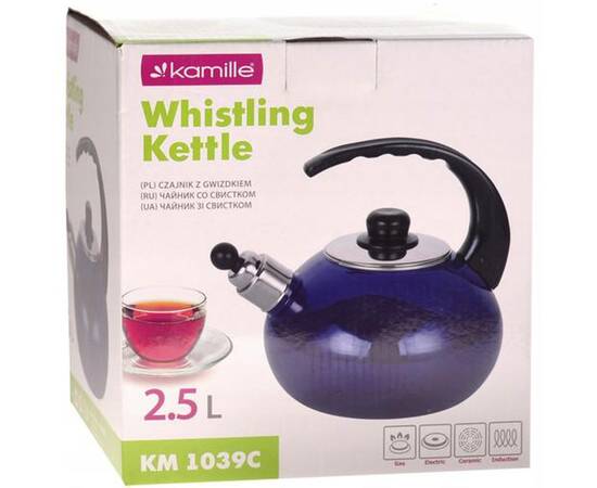 Емальований чайник зі свистком 2.5л Kamille (1039C), зображення 4