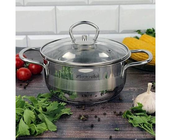 Каструля 1.5л 16x8 см Kamille (5411), Тип: каструля, Об'єм: 1,5 л, Колір: срібний, зображення 5