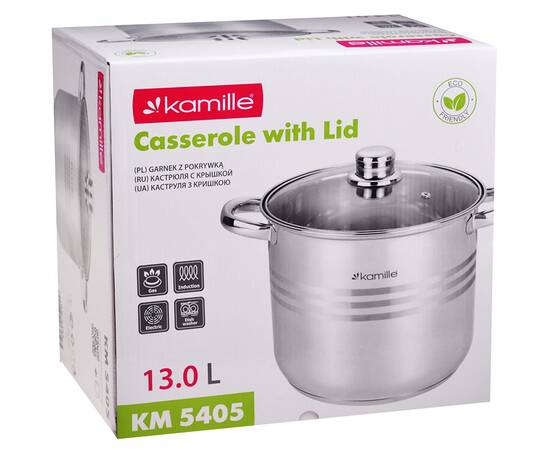 Каструля 13л 28x22 см Kamille (5405), Тип: каструля, Об'єм: 13 л, Колір: срібний, зображення 4
