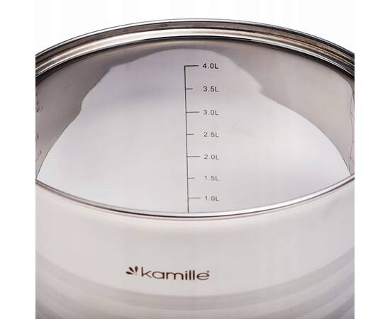Кастрюля 4.5л 20x16 см Kamille (5401), Тип: кастрюля, Объем: 4,5 л, Цвет: серебряный, изображение 2