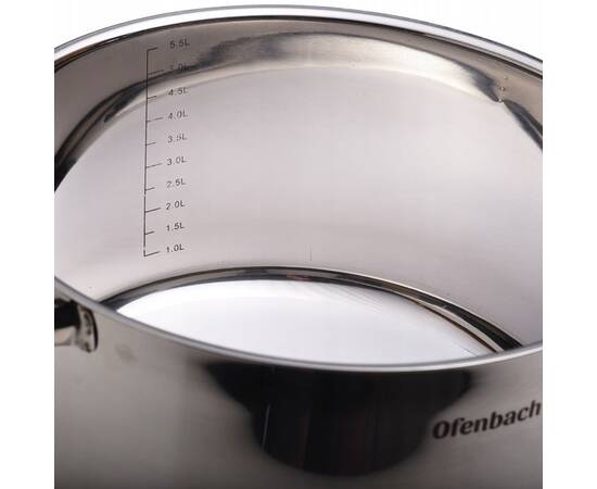 Каструля 5.5л 24x13.5 см Ofenbach (100527), Тип: каструля, Об'єм: 5,5 л, Колір: срібний, зображення 2