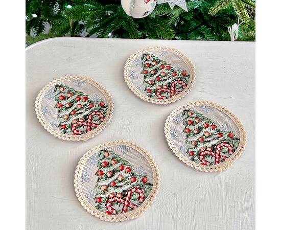 Серветка з мереживом O10 LiMaSo (FROSTY-10D), Тип: серветки, Основний колір: червоний, Форма скатертини: кругла, Розмір: Ø10, зображення 2