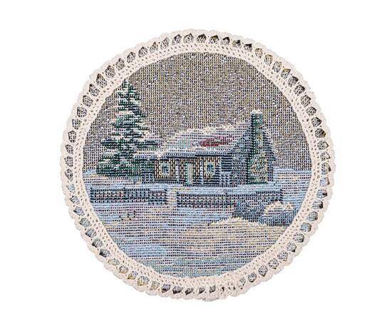 Салфетка с кружевом O10 LiMaSo (ROUND1254M-10D), Тип: салфетки, Цвет: голубой, Форма скатерти: круглая, Размер: Ø10, изображение 2