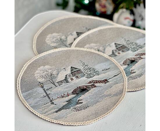 Серветка з мереживом O30 LiMaSo (ROUND1254M-30D), Тип: серветки, Основний колір: блакитний, Форма скатертини: кругла, Розмір: Ø30, зображення 2