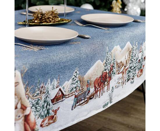 Скатерть 135х350 гобеленовая Блакитне сяйво Прованс (031313), Тип: скатерти, Цвет: голубой, Форма скатерти: прямоугольная, Размер: 135x350, изображение 3