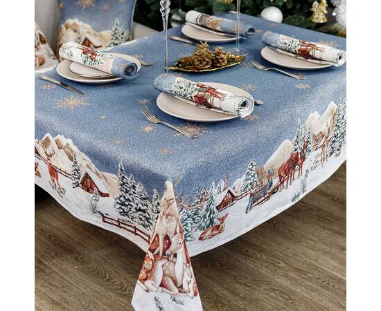 Скатерть 135х350 гобеленовая Блакитне сяйво Прованс (031313), Тип: скатерти, Цвет: голубой, Форма скатерти: прямоугольная, Размер: 135x350, изображение 5