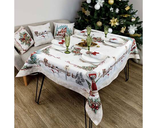 Скатерть 135х260 гобеленовая с велюром Святковий дім Прованс (031285), Тип: скатерти, Цвет: красный, Форма скатерти: прямоугольная, Размер: 135x260, изображение 3
