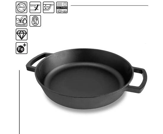 Чавунна сковорода з чавунною кришкою 360х80 мм Monolith Brizoll (M3680U-1), Колір: чорний, Тип: сковорода, Форма: кругла, Діаметр (см): 36, зображення 3