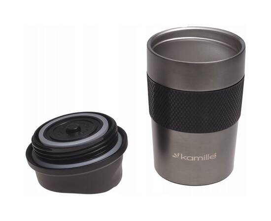 Термокружка 360 мл с TPR вставкой (графит) Kamille (2150), изображение 2