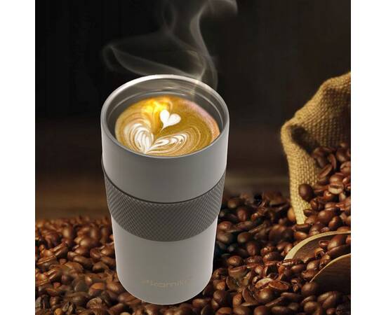 Термокружка 360 мл с TPR вставкой (серый) Kamille (2151), изображение 3