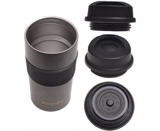 Термокружка 480 мл с TPR вставкой (графит) Kamille (2150A), изображение 2