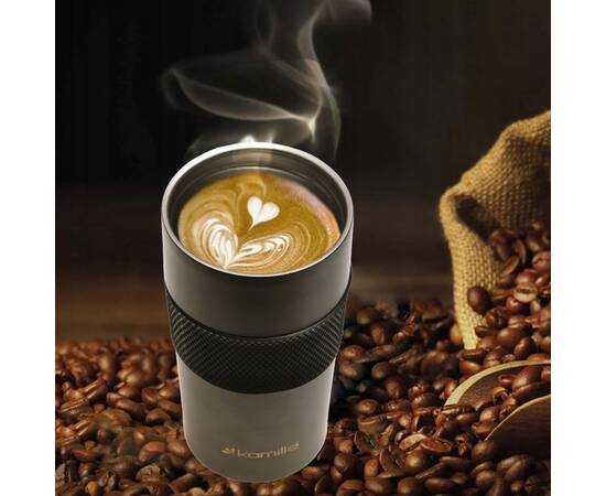 Термокружка 480 мл с TPR вставкой (графит) Kamille (2150A), изображение 3