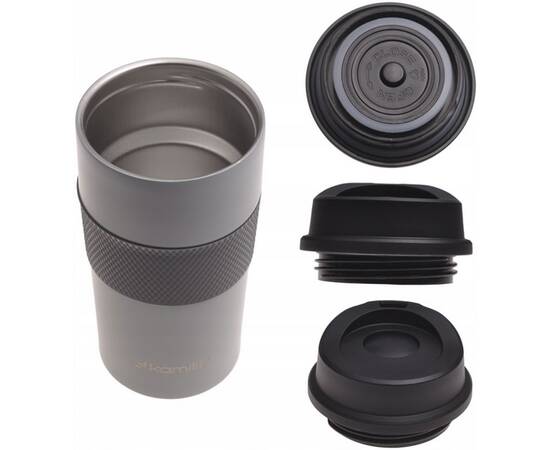 Термокухоль 480 мл з TPR вставкою (сірий) Kamille (2151A), зображення 2