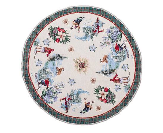 Скатертина кругла з мереживом O90 LiMaSo (CHAMONIX-90D), Тип: скатертини, Основний колір: зелений, Форма скатертини: кругла, Розмір: Ø90, зображення 2