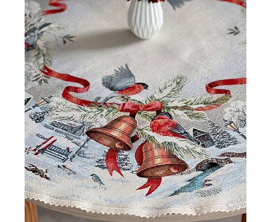 Скатерть круглая с кружевом O110 LiMaSo (ROUND1254M-110D), Тип: скатерти, Цвет: голубой, Форма скатерти: круглая, Размер: Ø110, изображение 2