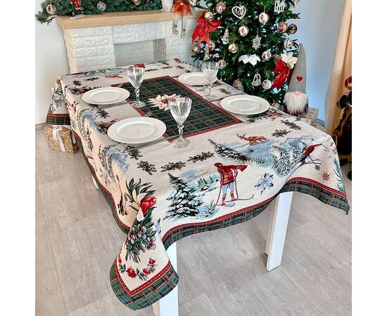 Скатерть 137х180 LiMaSo (CHAMONIX-180), Тип: скатерти, Цвет: зеленый, Форма скатерти: прямоугольная, Размер: 137x180, изображение 3