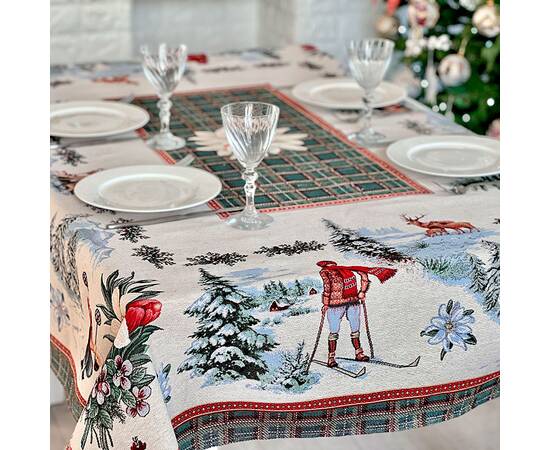 Скатерть 137х220 LiMaSo (CHAMONIX-220), Тип: скатерти, Цвет: зеленый, Форма скатерти: прямоугольная, Размер: 137x220, изображение 4