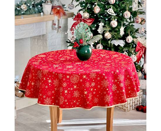 Скатертина кругла O140 LiMaSo (ADHARA-140D), Тип: скатертини, Основний колір: червоний, Форма скатертини: кругла, Розмір: Ø140, зображення 2