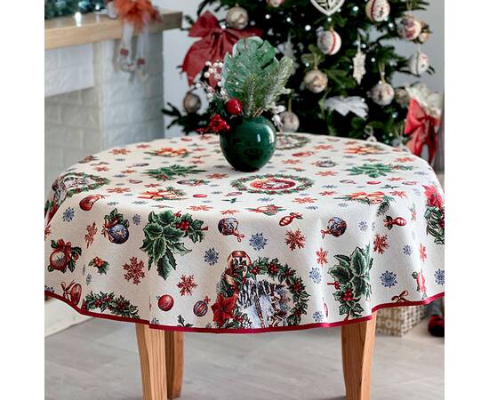 Скатерть круглая O240 LiMaSo (FIOCCO-240D), Тип: скатерти, Цвет: красный, Форма скатерти: круглая, Размер: Ø240, изображение 2