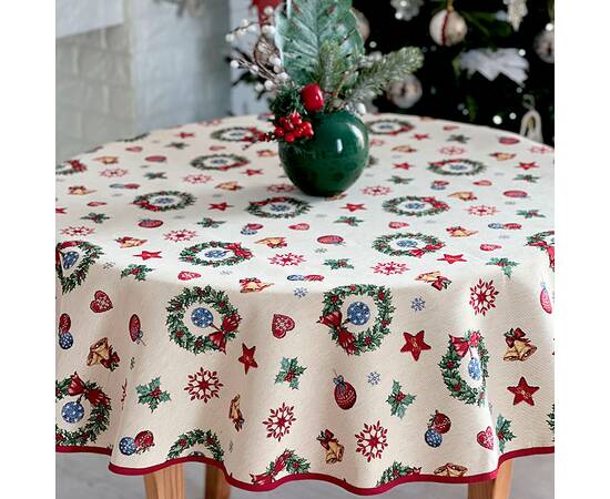 Скатерть круглая O180 LiMaSo (MERRY-180D), Тип: скатерти, Цвет: красный, Форма скатерти: круглая, Размер: Ø180, изображение 2