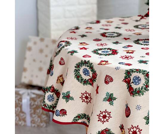 Скатерть круглая O180 LiMaSo (MERRY-180D), Тип: скатерти, Цвет: красный, Форма скатерти: круглая, Размер: Ø180, изображение 3