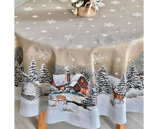 Скатерть круглая O180 LiMaSo (ROUND1267-180D), Тип: скатерти, Цвет: бежевый, Форма скатерти: круглая, Размер: Ø180, изображение 3