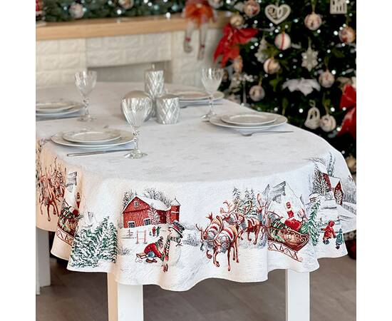 Скатерть 137х300 LiMaSo (SLED OVAL-300), Тип: скатерти, Цвет: красный, Форма скатерти: прямоугольная, Размер: 137x300, изображение 2