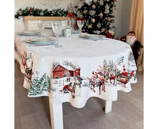 Скатерть 137х300 LiMaSo (SLED OVAL-300), Тип: скатерти, Цвет: красный, Форма скатерти: прямоугольная, Размер: 137x300, изображение 3