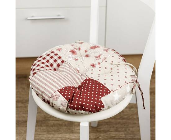 Подушка на стілець кругла D-40 Печворк бордо Господиня Прованс (031618), Колір: бордовий, Розмір: Ø 40, зображення 2