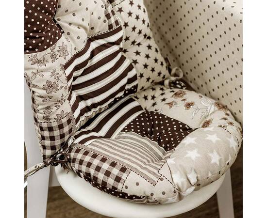 Подушка на стілець кругла D-40 Печворк коричневий Господиня Прованс (031620), Колір: коричневий, Розмір: Ø 40, зображення 2