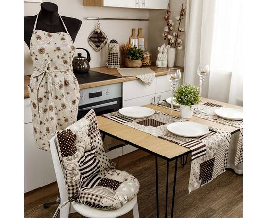 Подушка на стілець кругла D-40 Печворк коричневий Господиня Прованс (031620), Колір: коричневий, Розмір: Ø 40, зображення 4