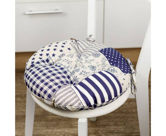 Подушка на стілець кругла D-40 Печворк синій Господиня Прованс (031614), Колір: синій, Розмір: Ø 40, зображення 2
