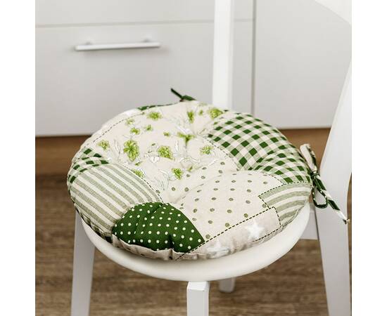 Подушка на стілець кругла D-40 Печворк зелений Господиня Прованс (031622), Колір: зелений, Розмір: Ø 40, зображення 2