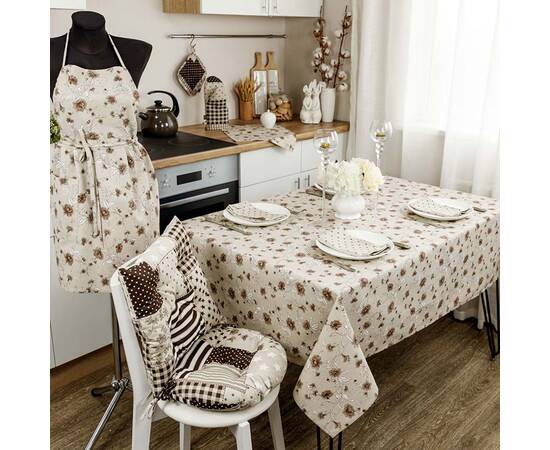 Скатертина 136х220 Квіти коричневі Господиня Прованс (031590), Тип: скатертини, Основний колір: коричневий, Форма скатертини: прямокутна, Розмір: 136x220, зображення 4