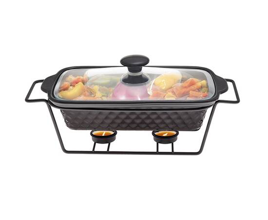 Мармит керамический прямоугольный 30.5x17.5x6см 1.1л с подставкой Kamille (6420), изображение 2