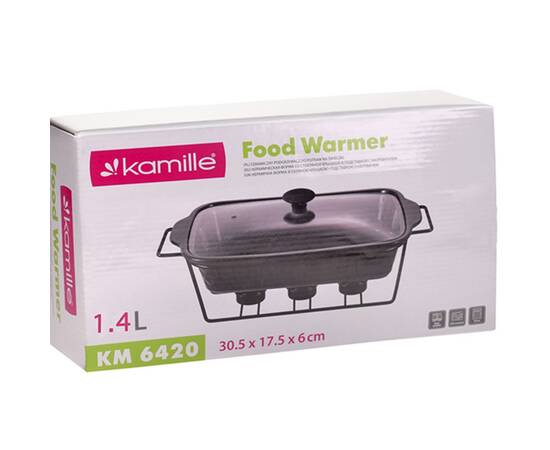 Мармит керамический прямоугольный 30.5x17.5x6см 1.1л с подставкой Kamille (6420), изображение 5