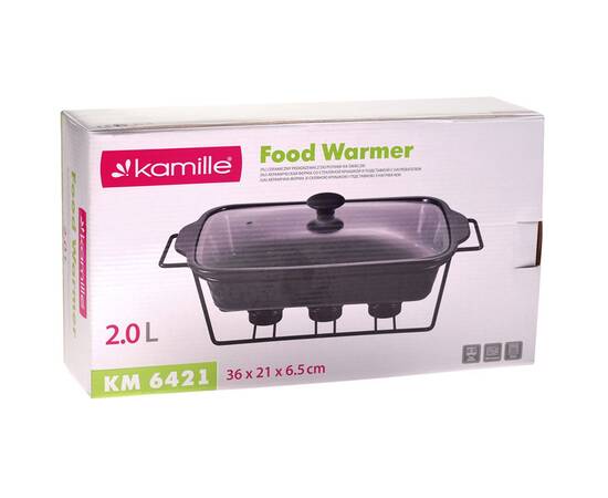 Марміт керамічний прямокутний 36x21x6.5 см 2л з підставкою Kamille (6421), зображення 3