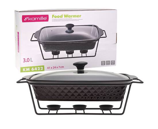 Марміт керамічний прямокутний 41x24x7 см 3л з підставкою Kamille (6422), зображення 4