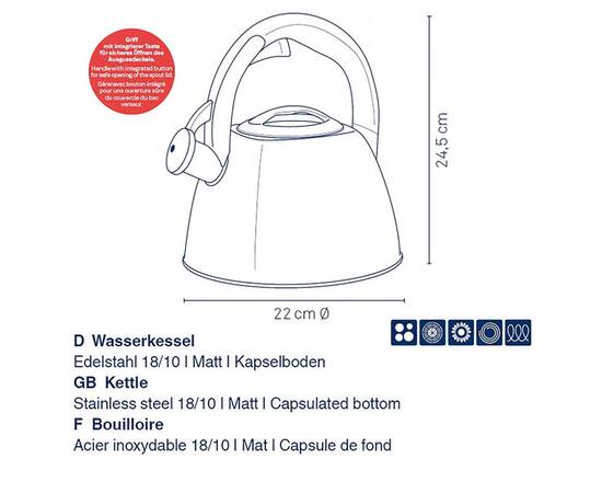 Чайник KELA Vitus чорний 2,4 л (12079), зображення 3