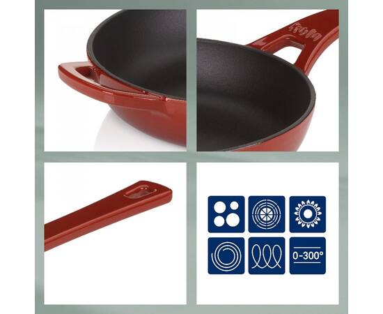 Сковорода чавунна KELA Calido 28 см червона (11963), Колір: червоний, Тип: сковорода, Форма: кругла, Діаметр (см): 28, зображення 2