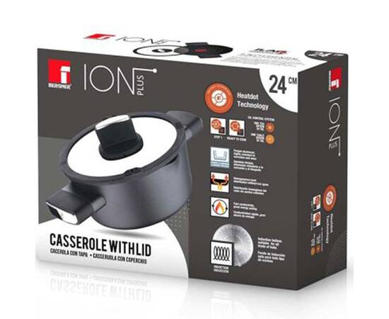 Каструля з кришкою Bergner Ion plus, 24 см 3.5 л (BG-35911-BK), Тип: каструля, Об'єм: 3,5 л, Колір: чорний, зображення 5