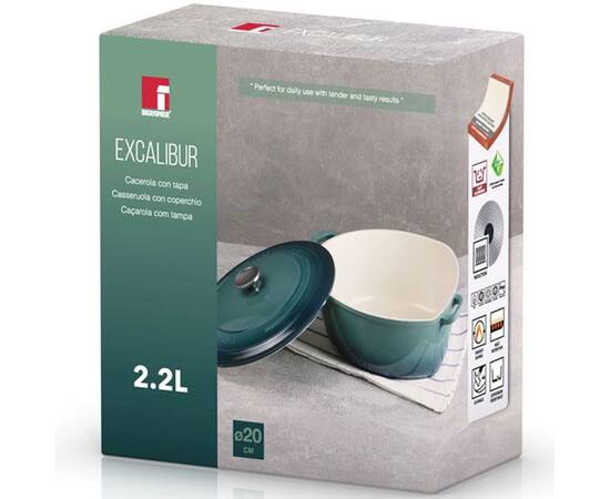 Каструля з кришкою Bergner Excalibur, зелена 20 см (BG-36100-GR), Тип: каструля, Об'єм: 2,2 л, Колір: зелений, зображення 4