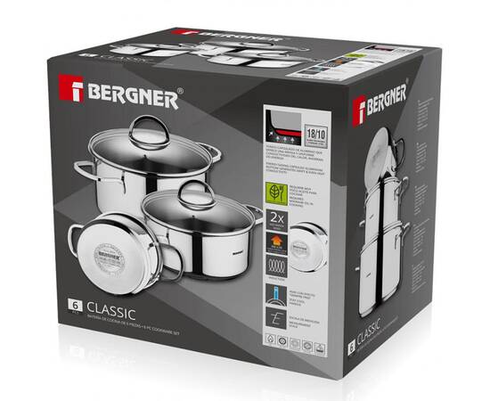 Набір каструль Bergner Classic, 1.7 л, 2.3 л, 3.3 л, 6 предметів (BG-6284), зображення 4